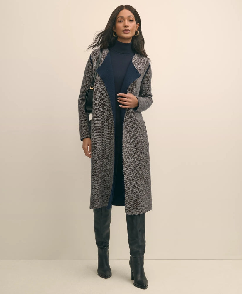 Sale Merino Wool-Cashmere Belted Reversible Sweater Jacket | Brooks Brothers For sale