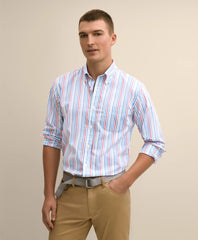 Shirts Performance Series Stretch Polo Button-Down Collar, Multi-Stripe Sport Shirt | Brooks Brothers For sale