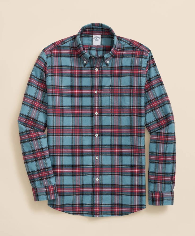 Sale Portuguese Flannel Polo Button Down Collar, Stewart Tartan Shirt
