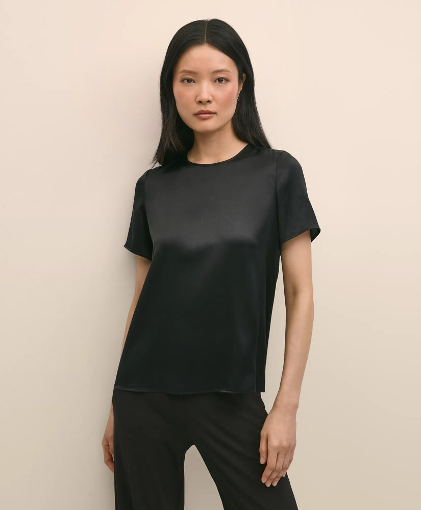 Women Short-Sleeve Top in Washable Silk Charmeuse | Brooks Brothers Near me