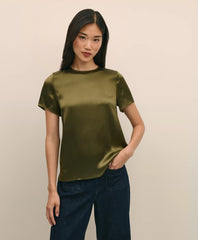 Women Short-Sleeve Top in Washable Silk Charmeuse | Brooks Brothers For sale