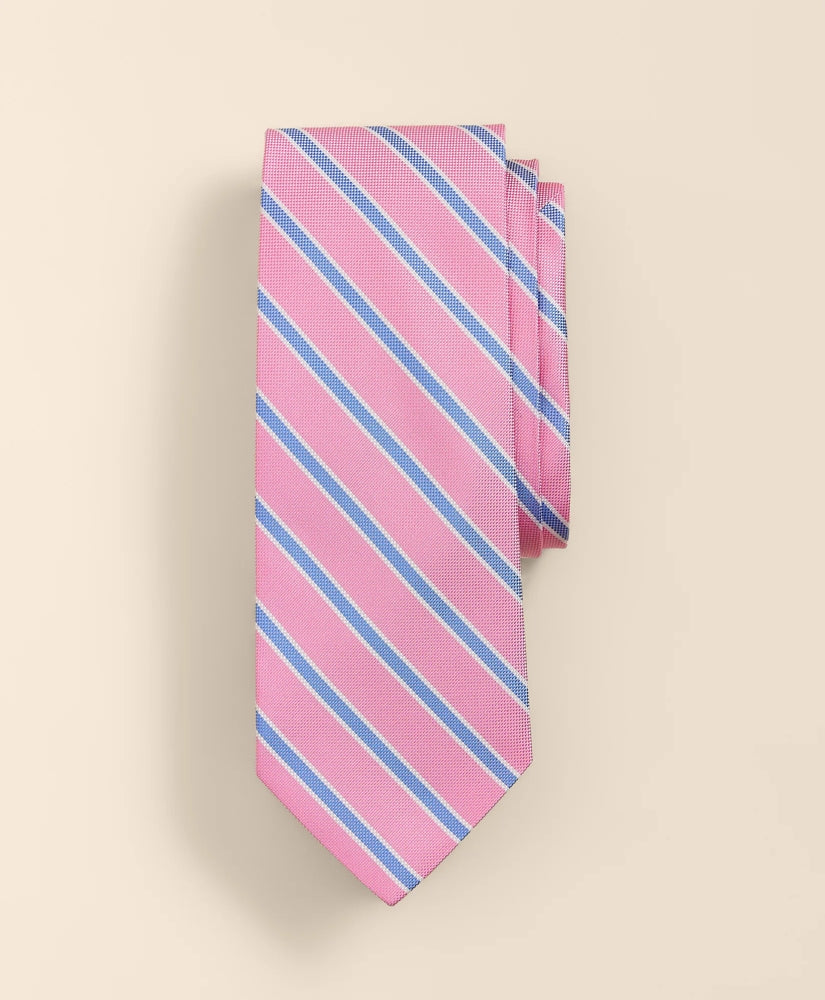 Men Silk Oxford-Weave Outline Stripe Tie | Brooks Brothers Outlet