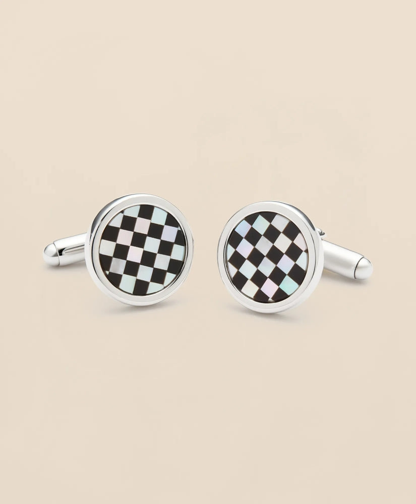 Men Sterling Silver Rhodium-Plated Checkerboard Cufflinks | Brooks Brothers Discount