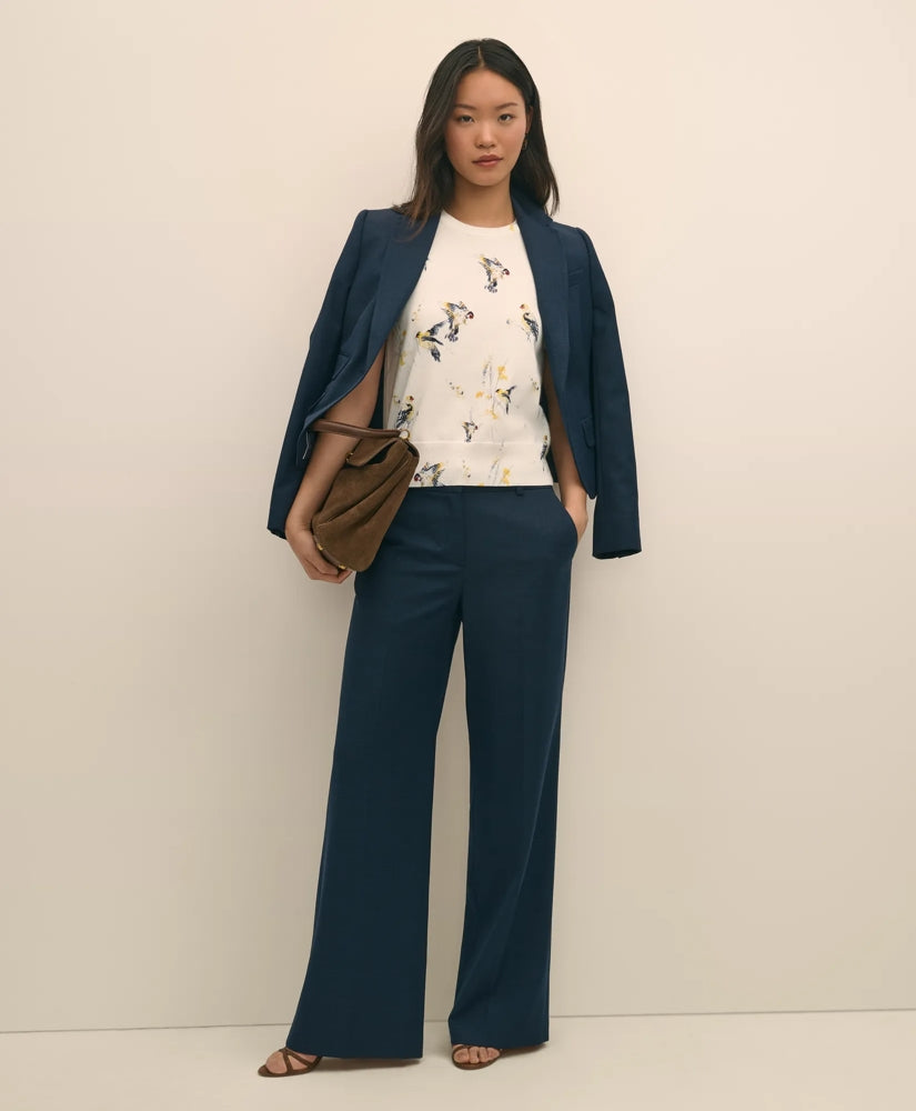 Sale Wool Blend Hopsack Wide-Leg Pants | Brooks Brothers Discount