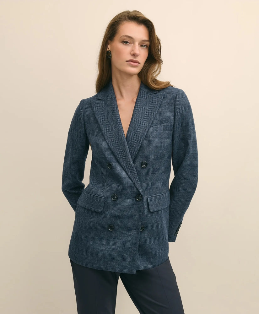 Women Wool Plaid Double-Breasted Jacket | Brooks Brothers On sale