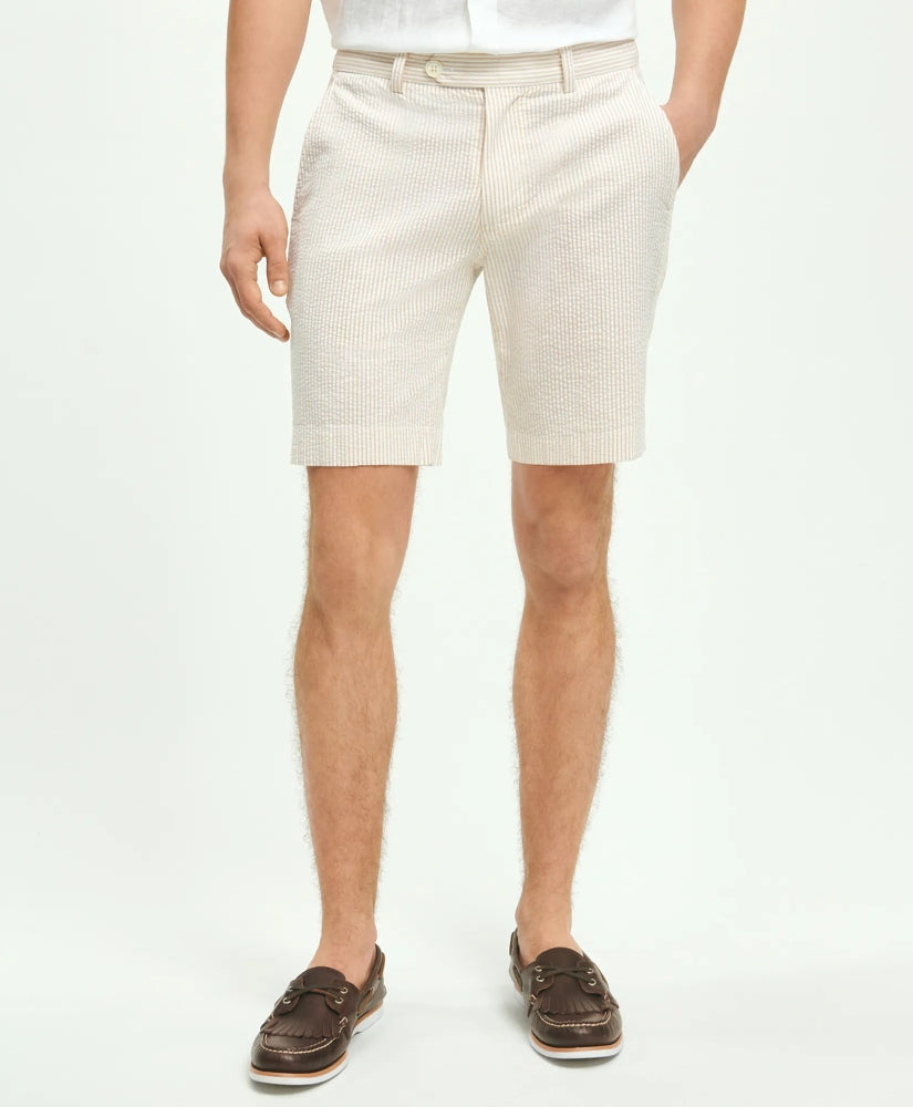 Sale Washed Stretch Cotton Seersucker Shorts | Brooks Brothers US