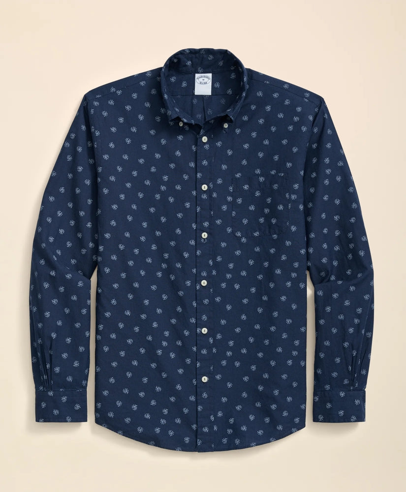 Sale Cotton Sport Shirt in Indigo Foulard Print | Brooks Brothers For sale